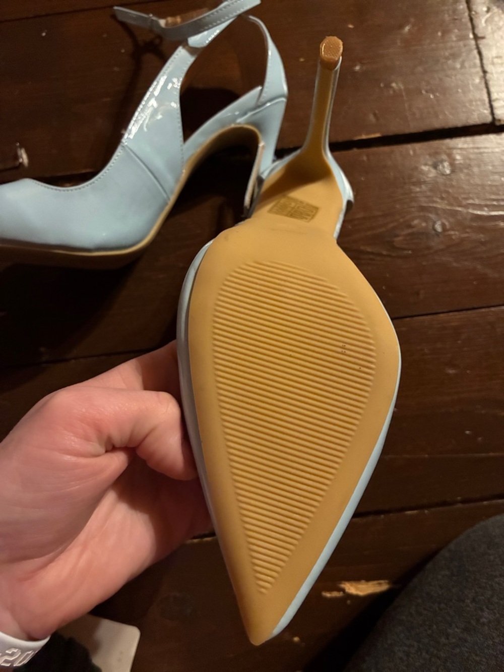 Classic Pointed-Toe Ankle-Strap Pumps in Light Blue - Picture 2 of 4